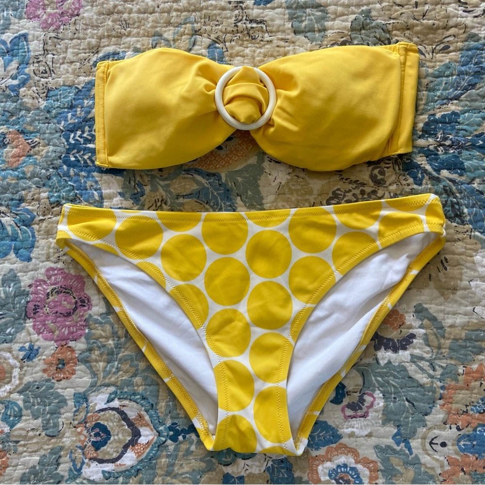 Yellow Polka Dot Bikini Bottom Only